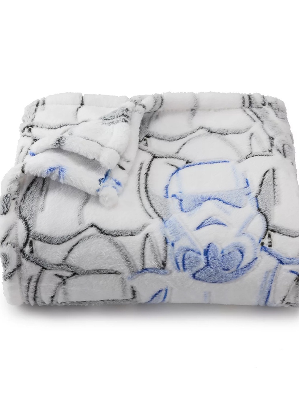 Plush Stormtrooper Faux Fur Throw Blanket - White & Blue